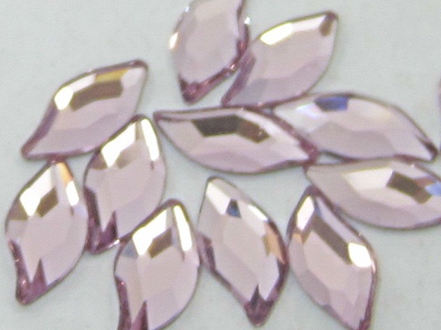 12 pcs. 10X5mm  DIAMOND LEAF LIGHT AMETHYST FLATBACK European Rhinestones